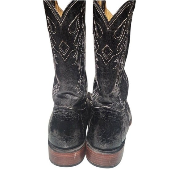 Arango Original Croc Caiman Belly Leather Midnight Black Square Toe Cowboy Sz 11 main image 9